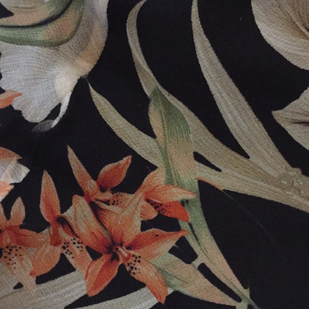 Vintage S.L.B. Silk Organza High/Low Floral Asymmetrical Skirt Olive Coral S/P - Picture 6 of 16